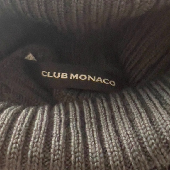 Club Monaco merino wool mesh sweater *fits like M* gray turtleneck puff sleeves - Picture 6 of 6